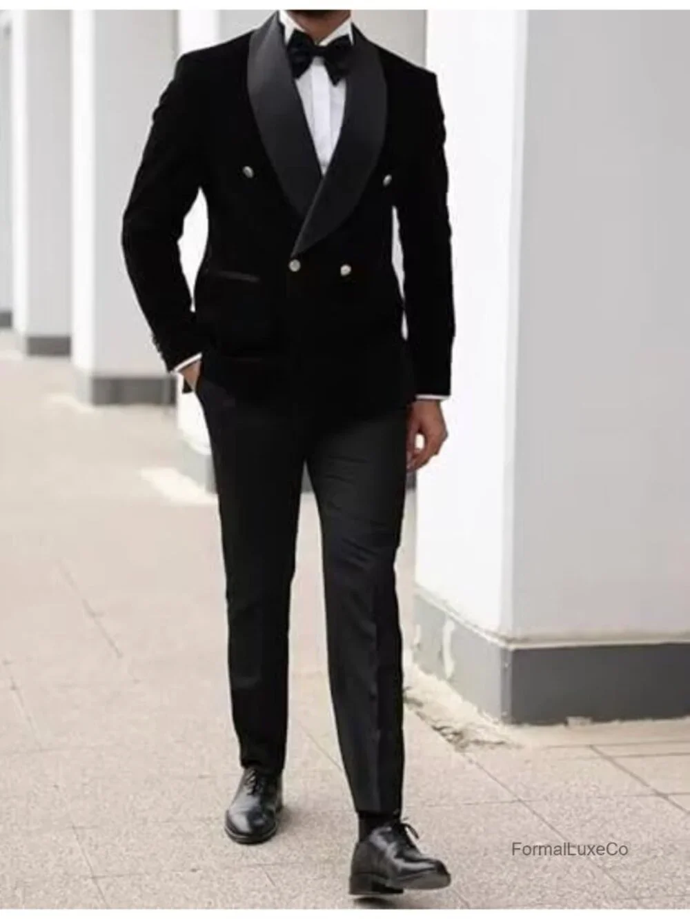 Men's Velvet Tuxedo Jacket Shawl Lapel Double Breasted Blazer Formal Wedding